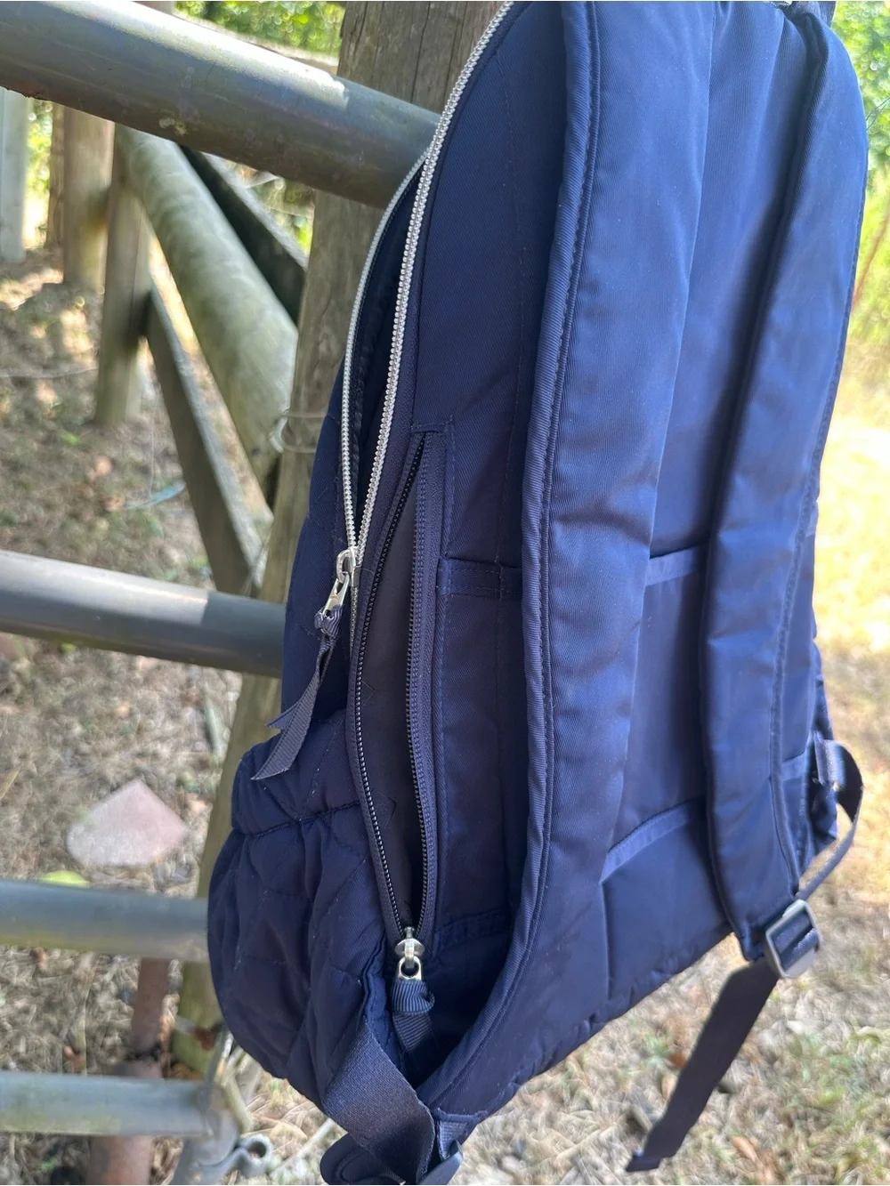 Vera Bradley Quilted Navy Backpack with Front Zip Pocket
